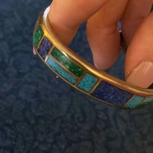 Inlaid stones of turquoise and Lapis  925 mark vintage